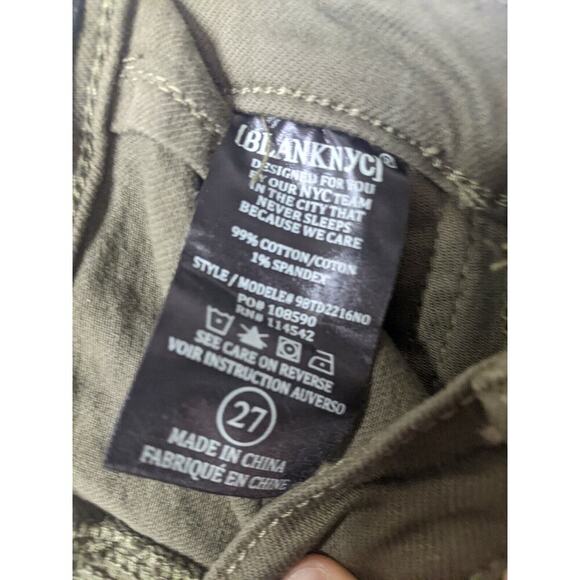 Blank NYC Pants Women 27 Skinny Green Mid Rise Utility Cropped Carpenter - Picture 8 of 8